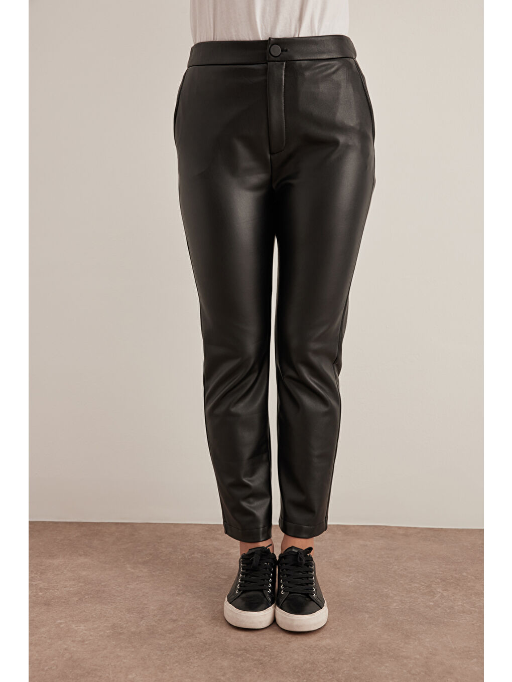 Siyah Suni Deri Pantolon-3