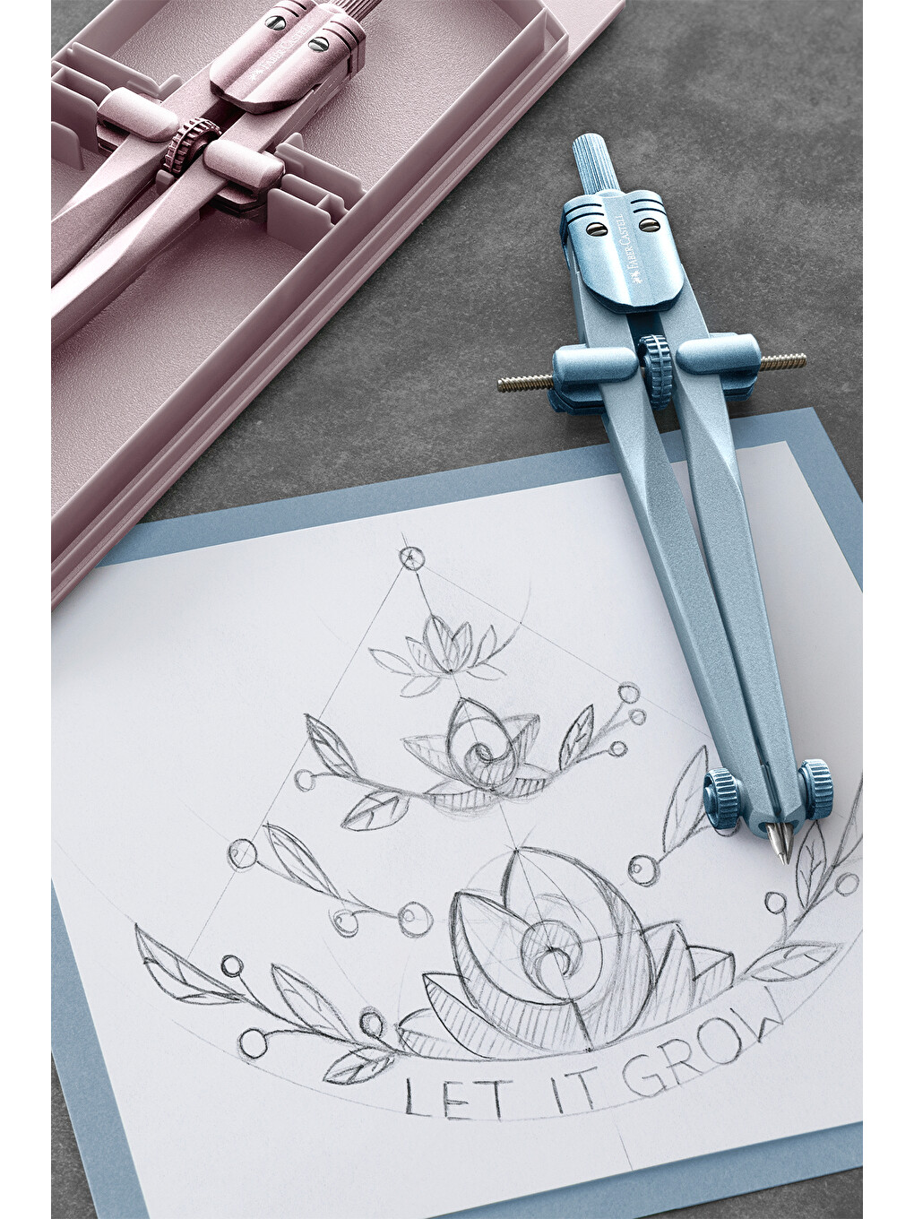 Hızlı Ayarlanabilir Pergel Set, Rose & Buz Mavisi Renk, 340 mm Çap (Karma Renk 1 Adet)-2