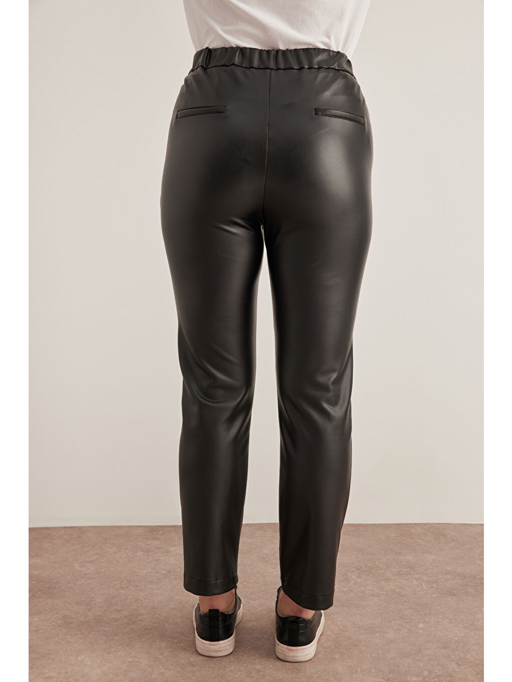 Siyah Suni Deri Pantolon-4