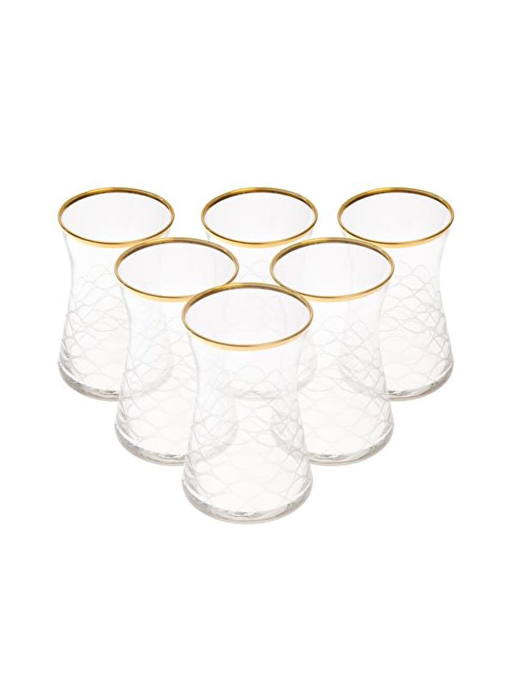 Renksiz Yaldızlı 6'lı Çay Bardağı - Şeffaf - 170 ml