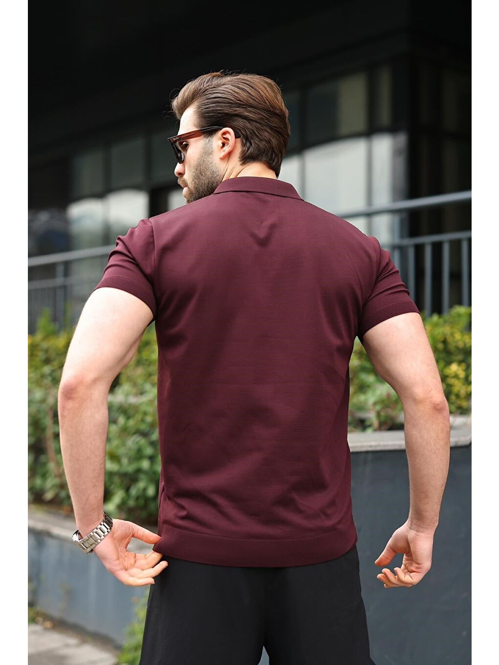 Mürdüm Polo Yaka Triko Erkek Tişört E7469-3