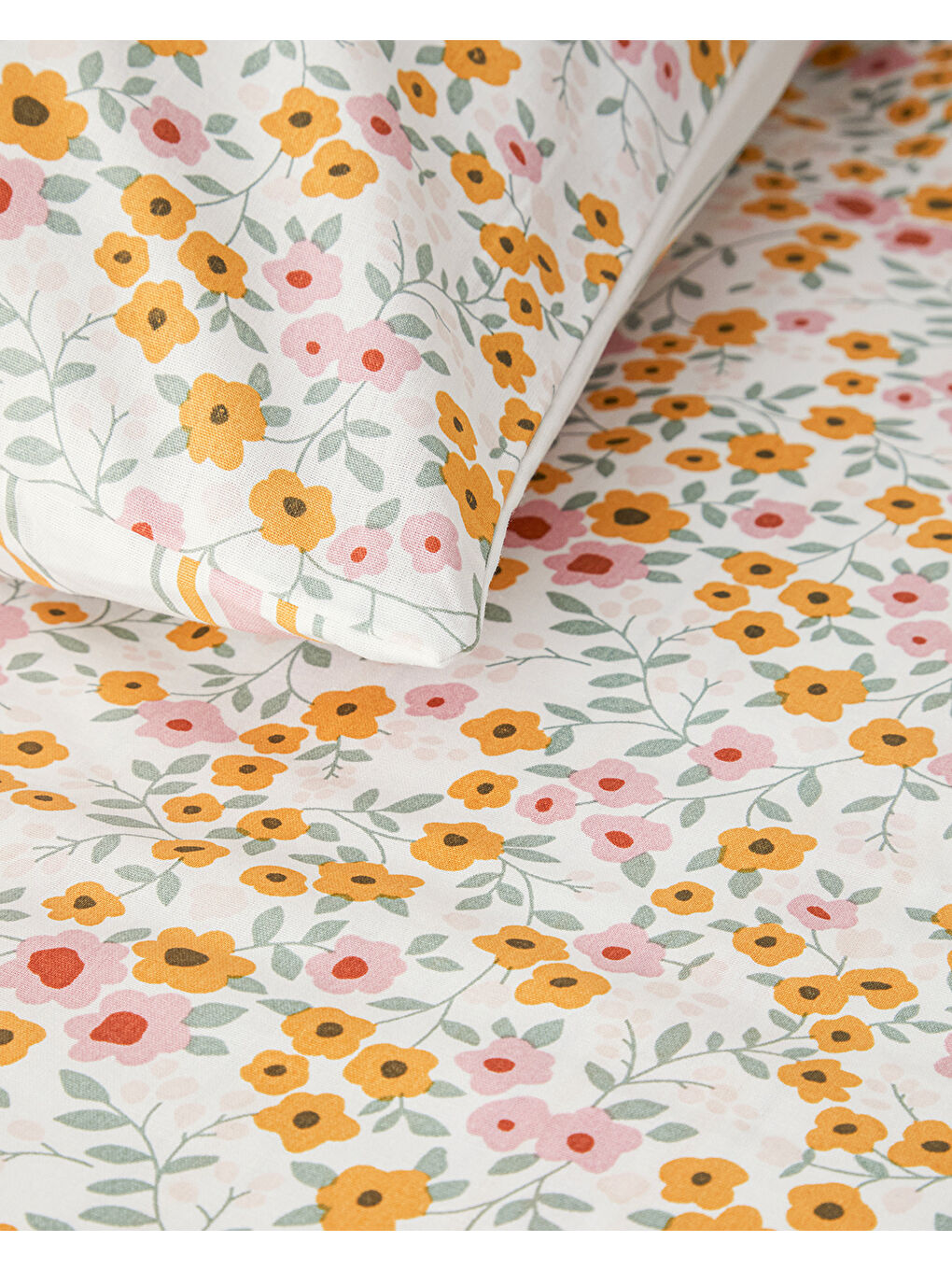 Ditsy Pamuklu Ranforce Çift Kişilik Nevresim Seti 200x220 cm Sarı-3