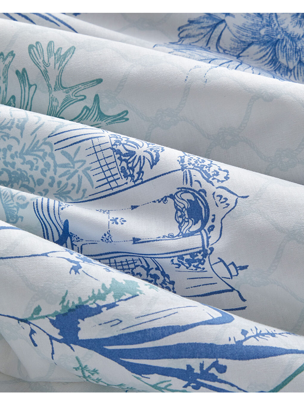 Coastal Allure Pamuklu Çift Kişilik Nevresim Seti 200x220 cm Mavi - Yeşil-4