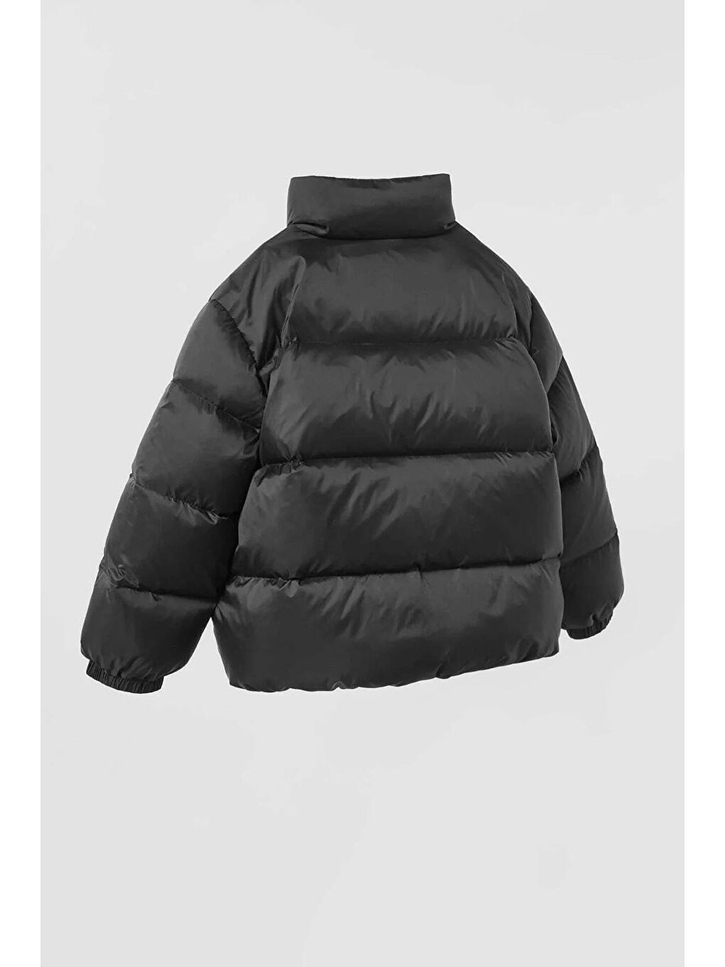 Unisex Çocuk Pamuklu Siyah Şişme Mont - Yüksek Yaka Ve Cepli Tasarım-1