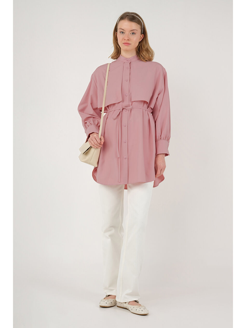 Rüzgarlıklı Gömlek Pastel Pembe-1