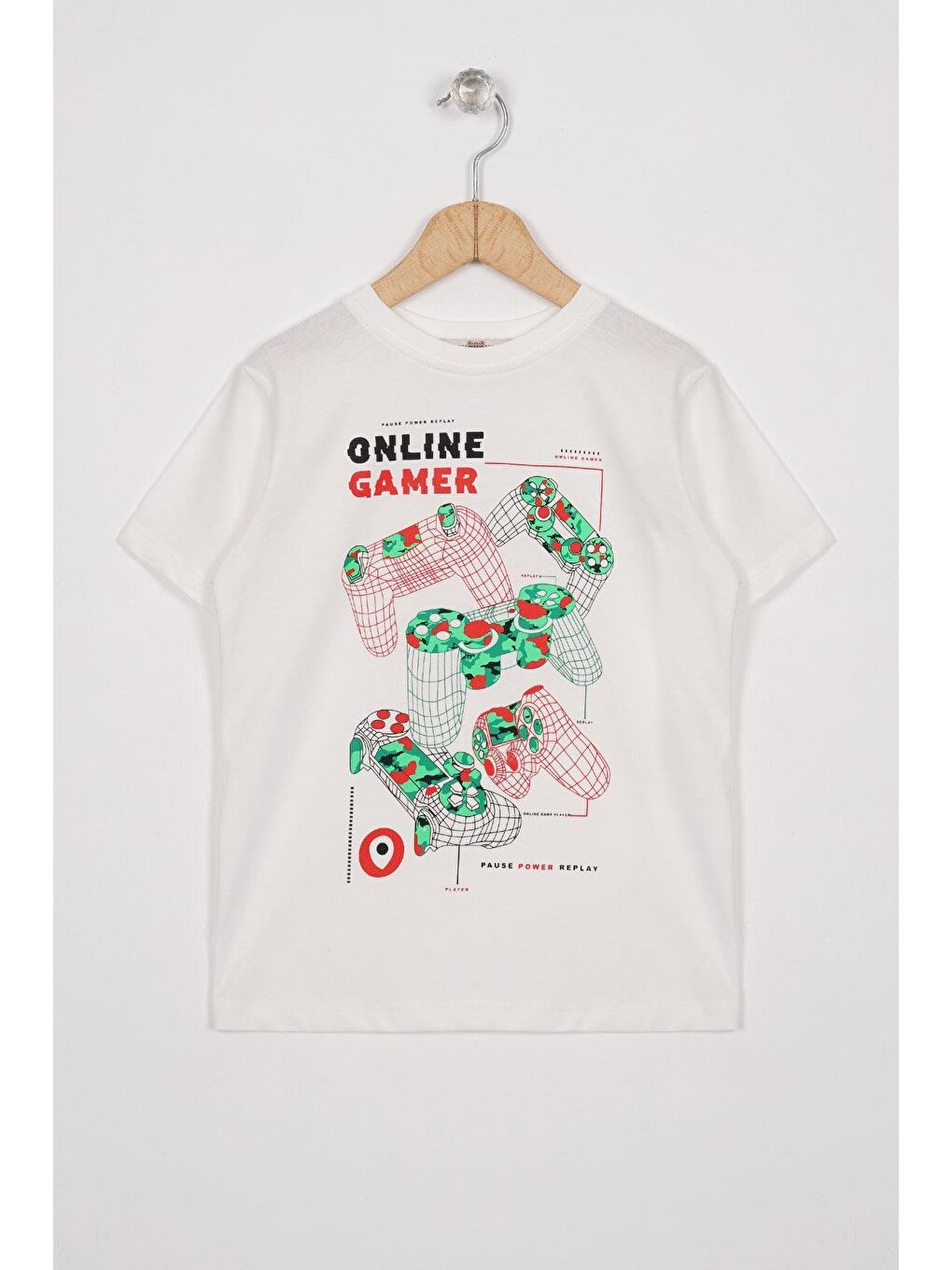 Bisiklet Yaka Ekru Renk Erkek Çocuk Tshirt