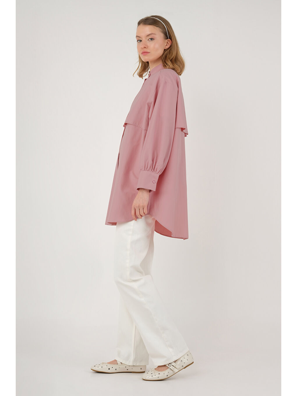 Rüzgarlıklı Gömlek Pastel Pembe-2