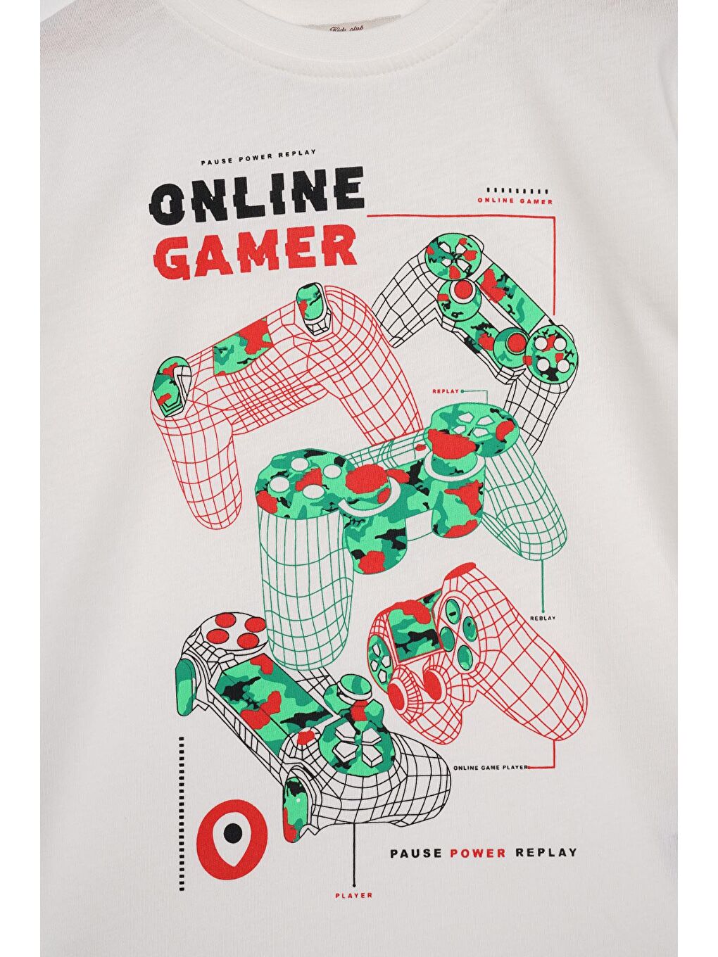 Bisiklet Yaka Ekru Renk Erkek Çocuk Tshirt-1