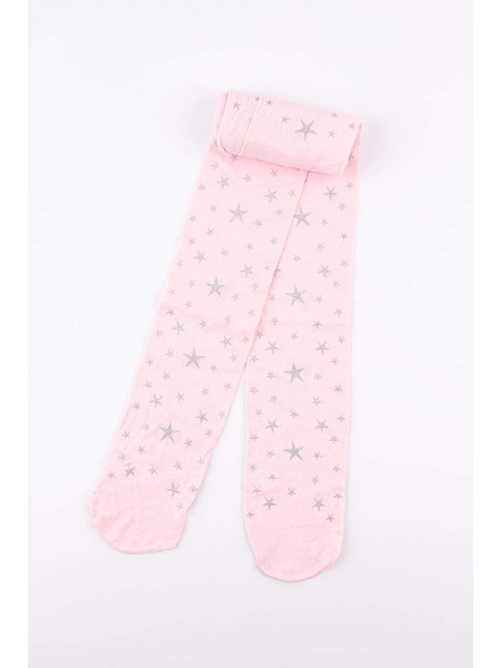 Pembe Simli Yıldızlı Kız Çocuk Muz Külotlu Çorap