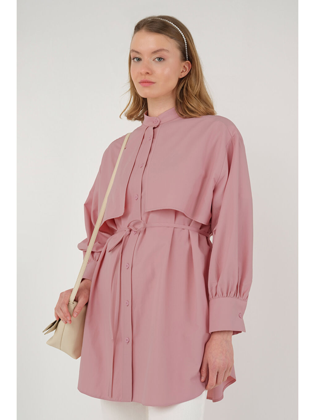 Rüzgarlıklı Gömlek Pastel Pembe-4