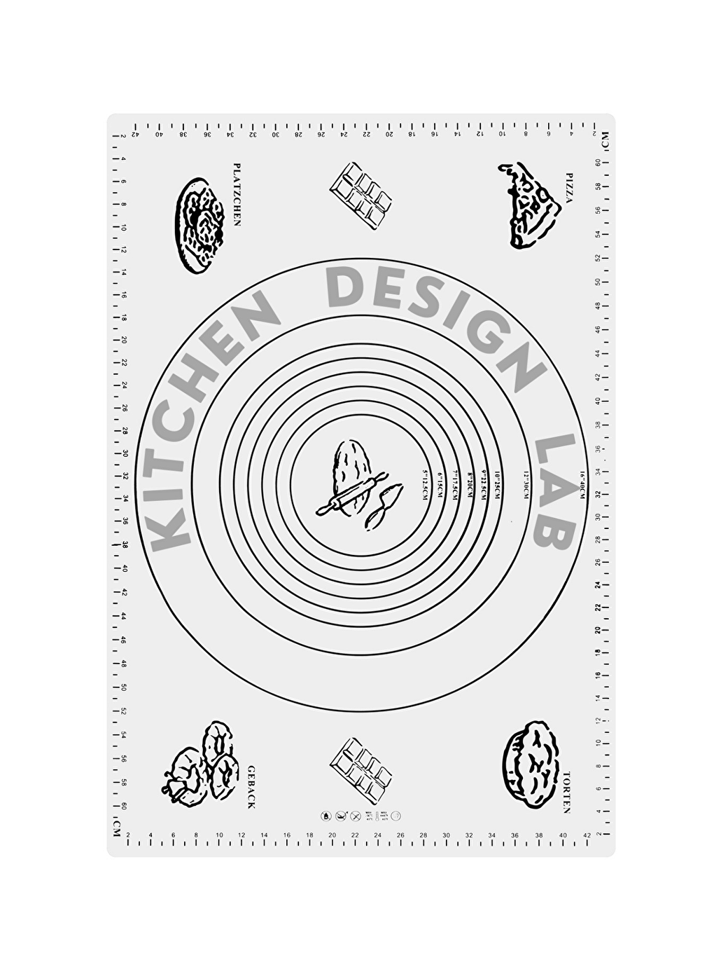 Beyaz 45x65 Cm Silikon Hamur Açma Matı Ve Siyah Klasik Merdane-1