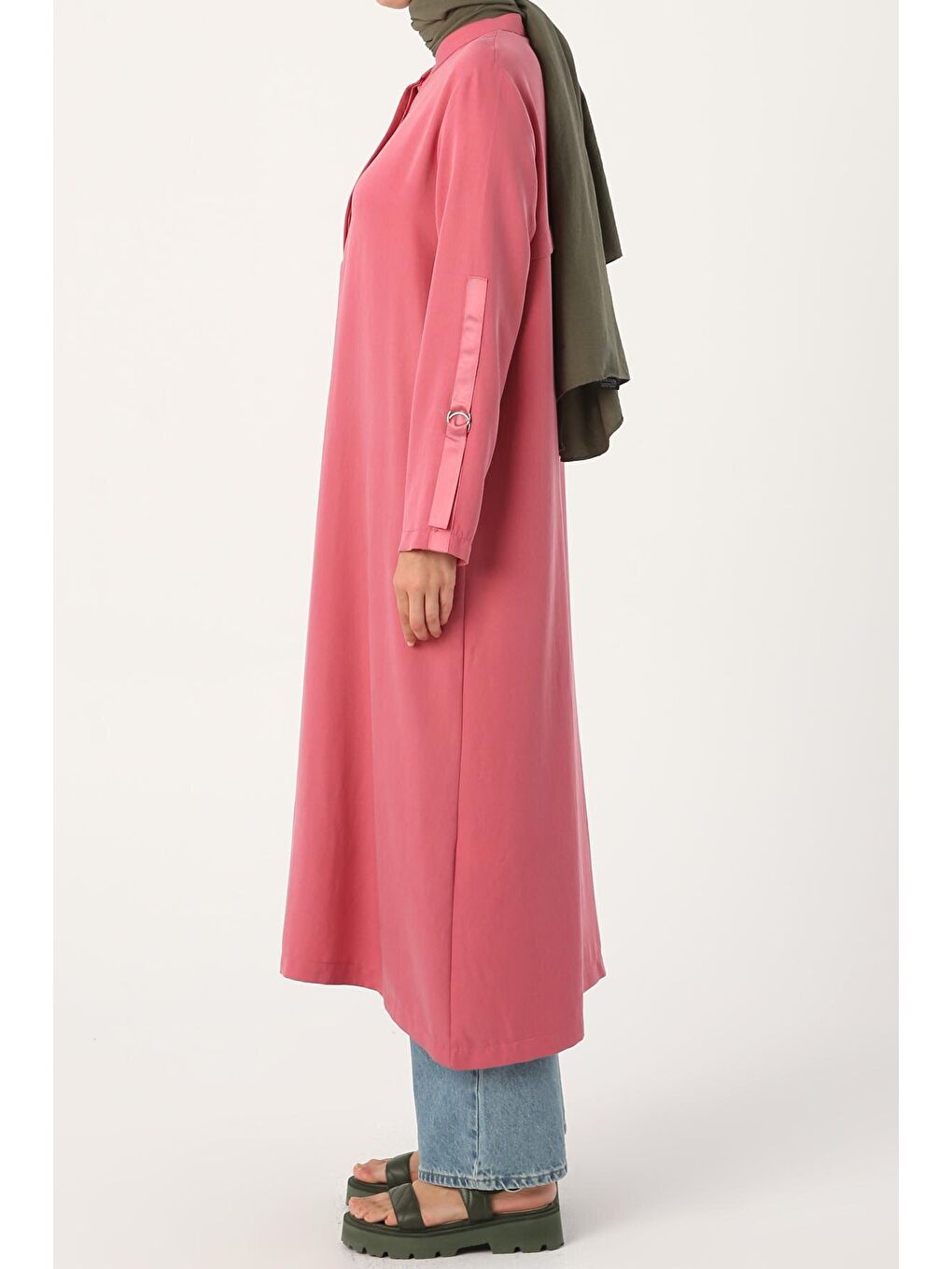 Pembe Gül Hakim Yaka Büyük Cepli Tunik-2