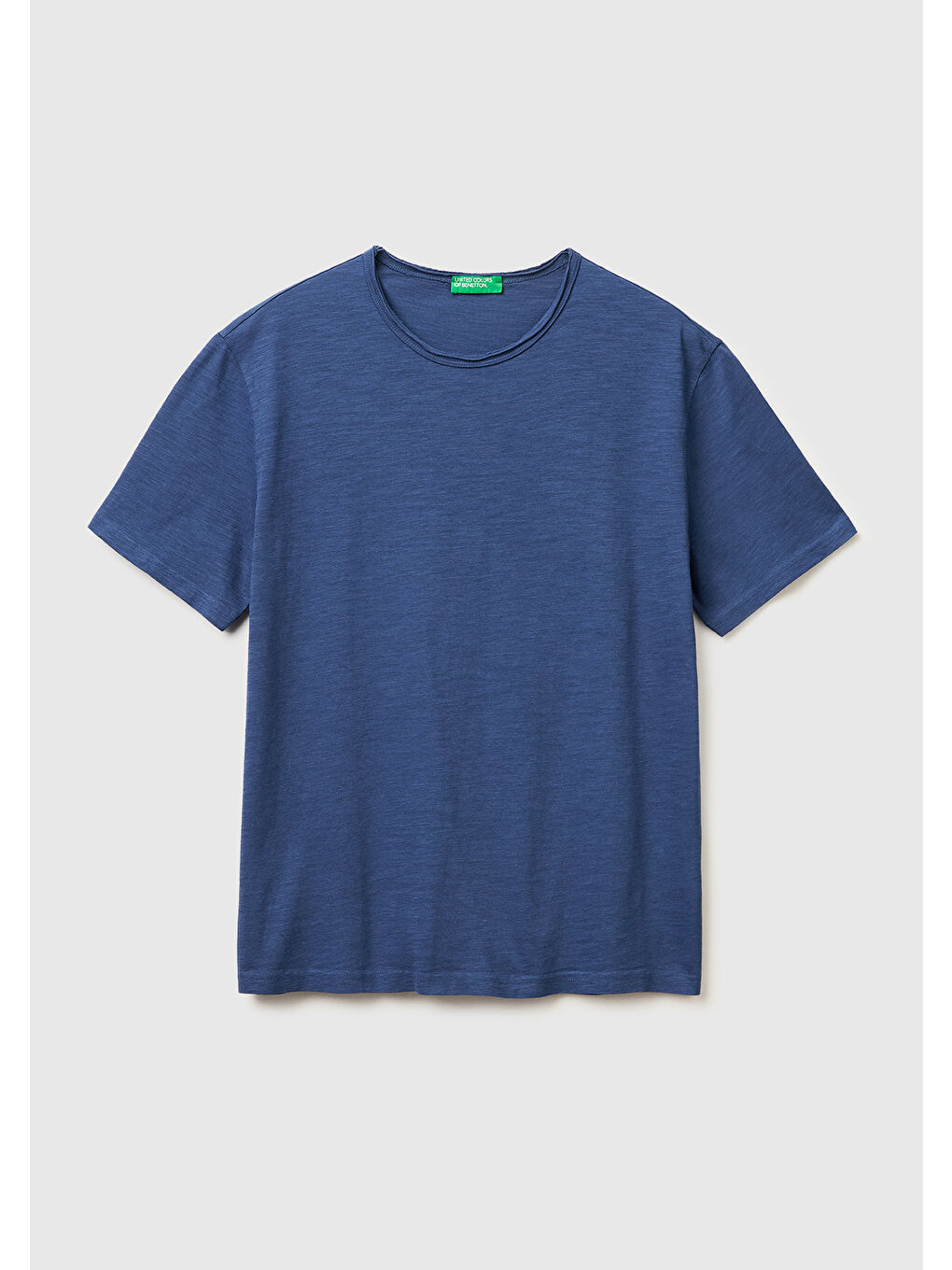 Erkek İndigo  %100 Pamuk Regular Fit Bisiklet Yaka T-Shirt