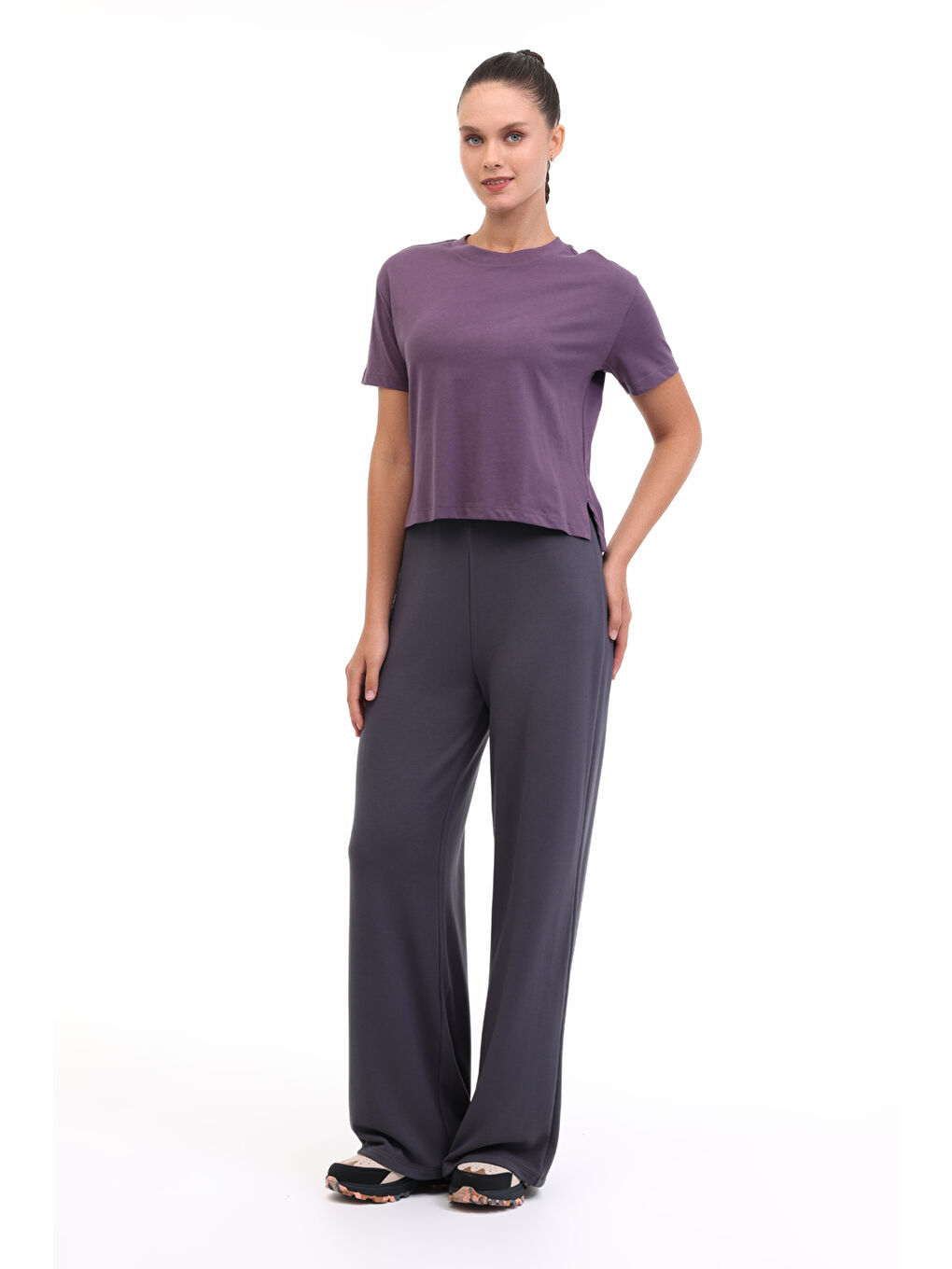 WB 11ASYA-T 5PR Mor Kadın Kısa Kol T-Shirt-2