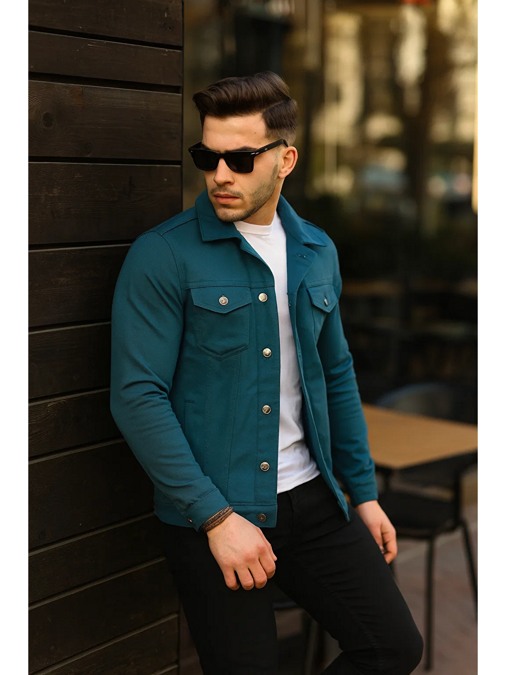 İndigo Erkek Trend Polo Yaka Slim Fit Denim Jeans Indigo Jean Ceket-3