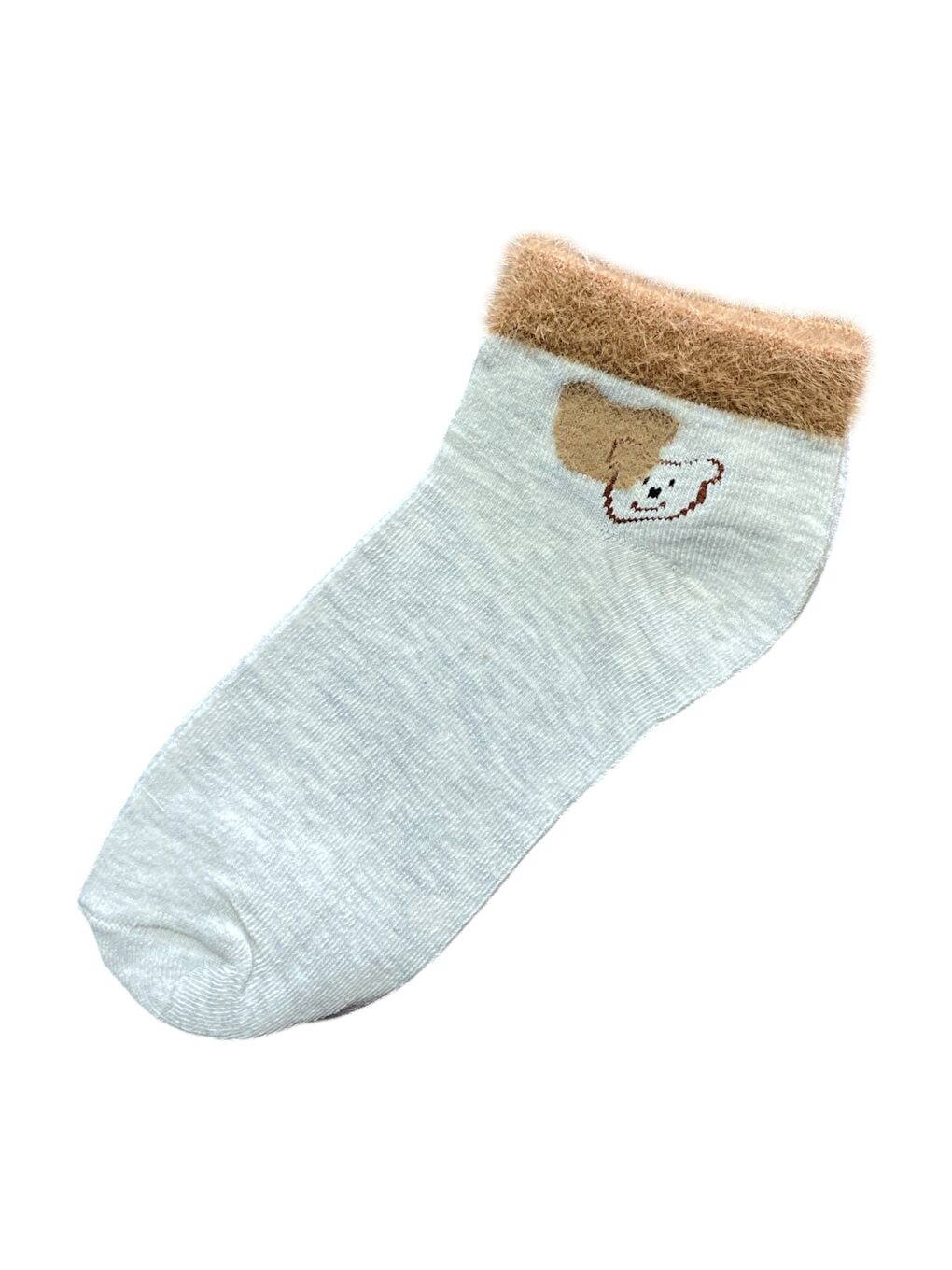 Gri 12'li Kadın Desenli Yumoş Kaliteli Patik Çorap-1