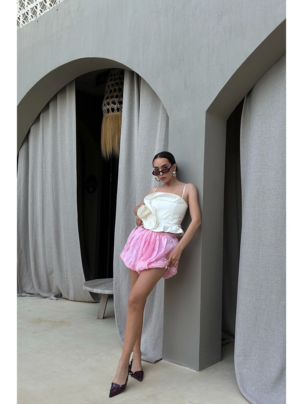 Kadın Pembe Balon Etek 1017-4139-2