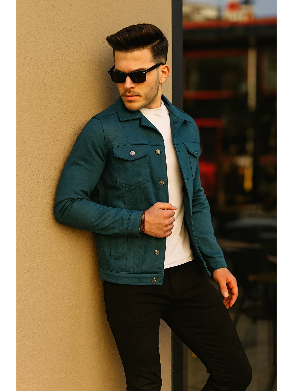 İndigo Erkek Trend Polo Yaka Slim Fit Denim Jeans Indigo Jean Ceket-4