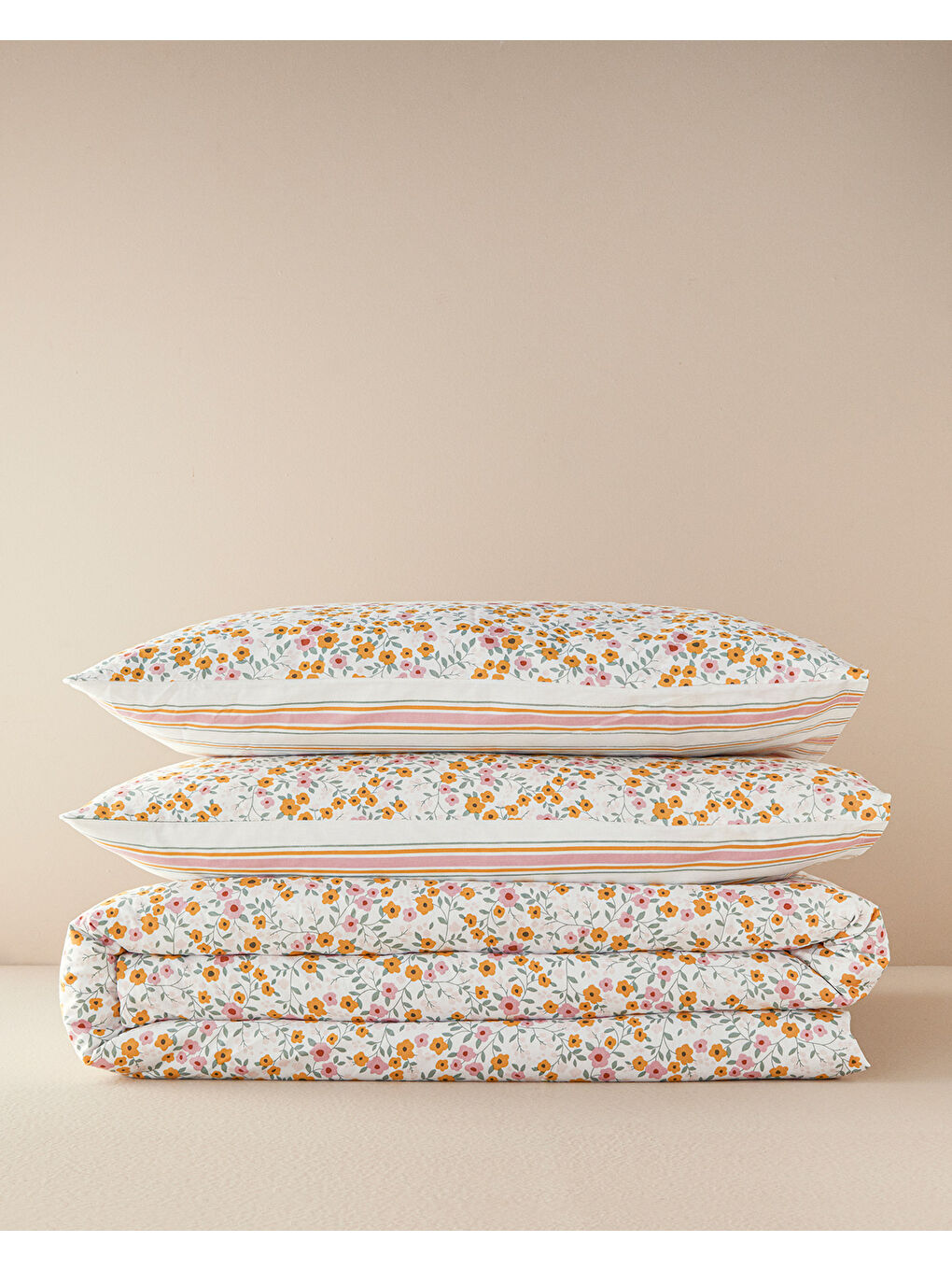 Ditsy Pamuklu Ranforce Çift Kişilik Nevresim Seti 200x220 cm Sarı-5