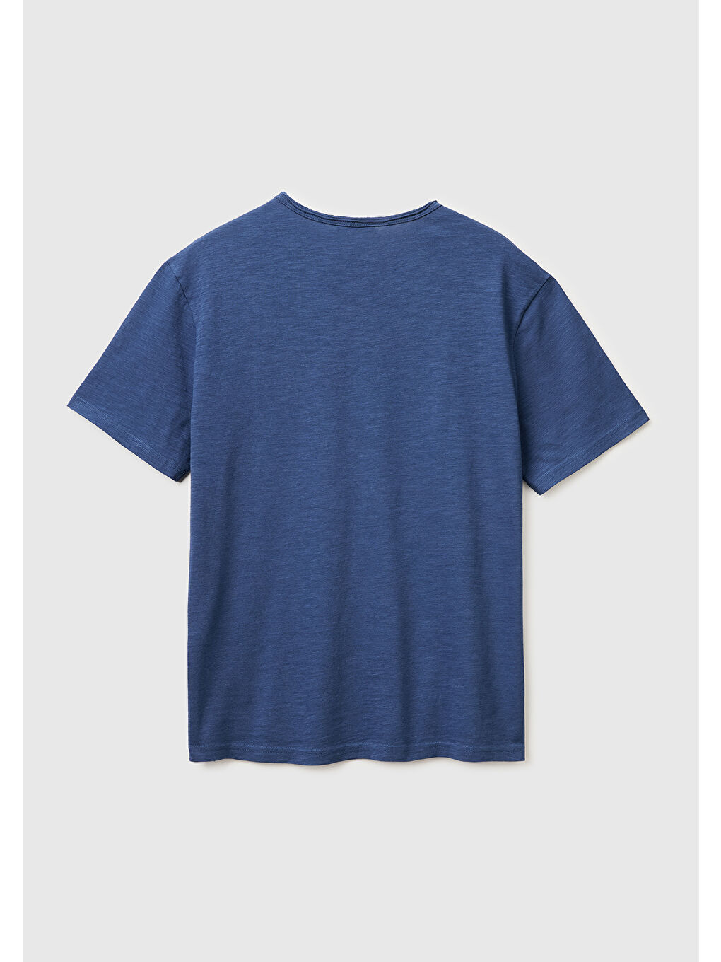 Erkek İndigo  %100 Pamuk Regular Fit Bisiklet Yaka T-Shirt-1