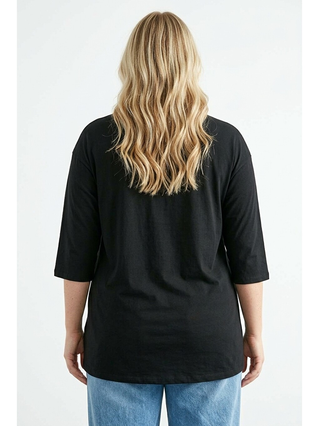 Siyah Çiçek Baskılı T-shirt-5