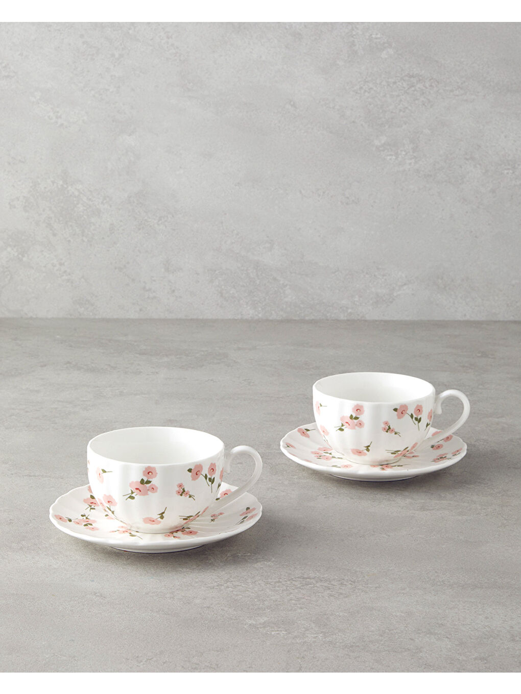 Cordelia New Bone China 4 Parça 2 Kişilik Çay Fincanı Takımı 220 ml Beyaz - Pembe-1