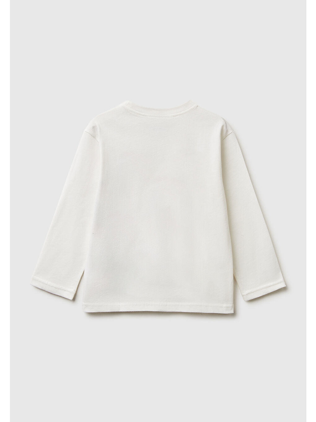 Erkek Çocuk Ekru Tazmanya Baskılı Logo Etiketli Jarse Oversize Uzun Kollu T-shirt-1