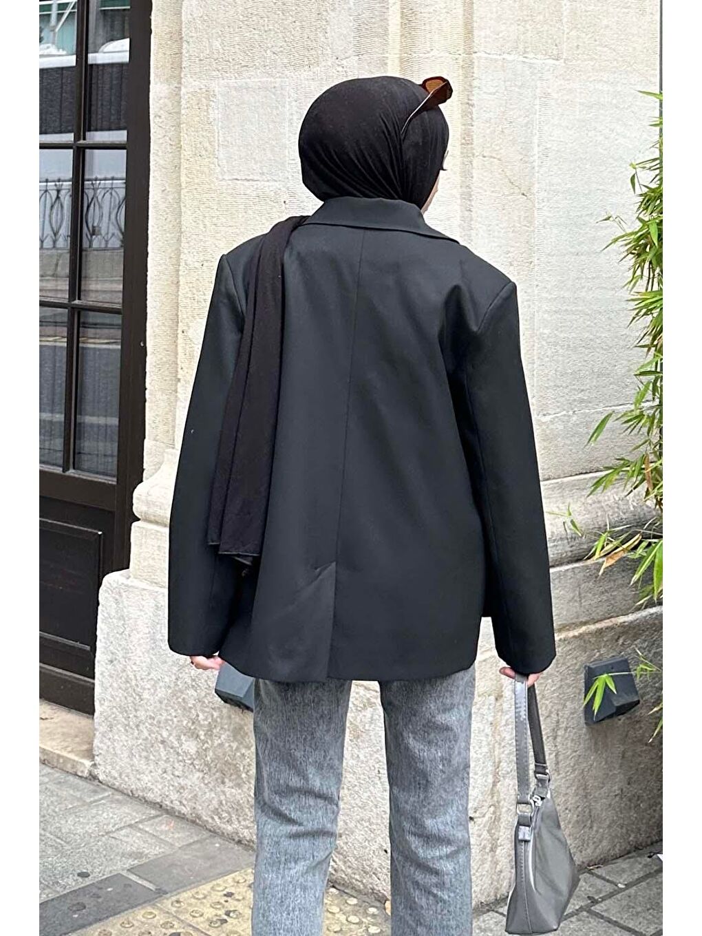 Kapak Cep Blazer Ceket Siyah-3