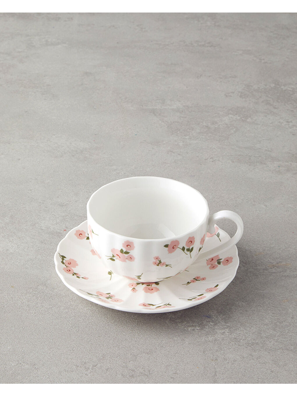 Cordelia New Bone China 4 Parça 2 Kişilik Çay Fincanı Takımı 220 ml Beyaz - Pembe-2