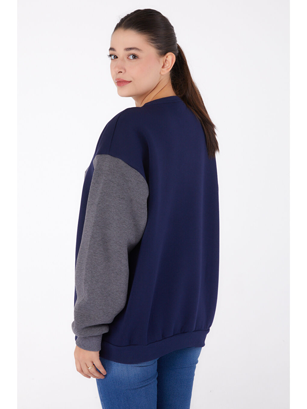 Nakışlı Sweatshirt Lacivert - 26451-3
