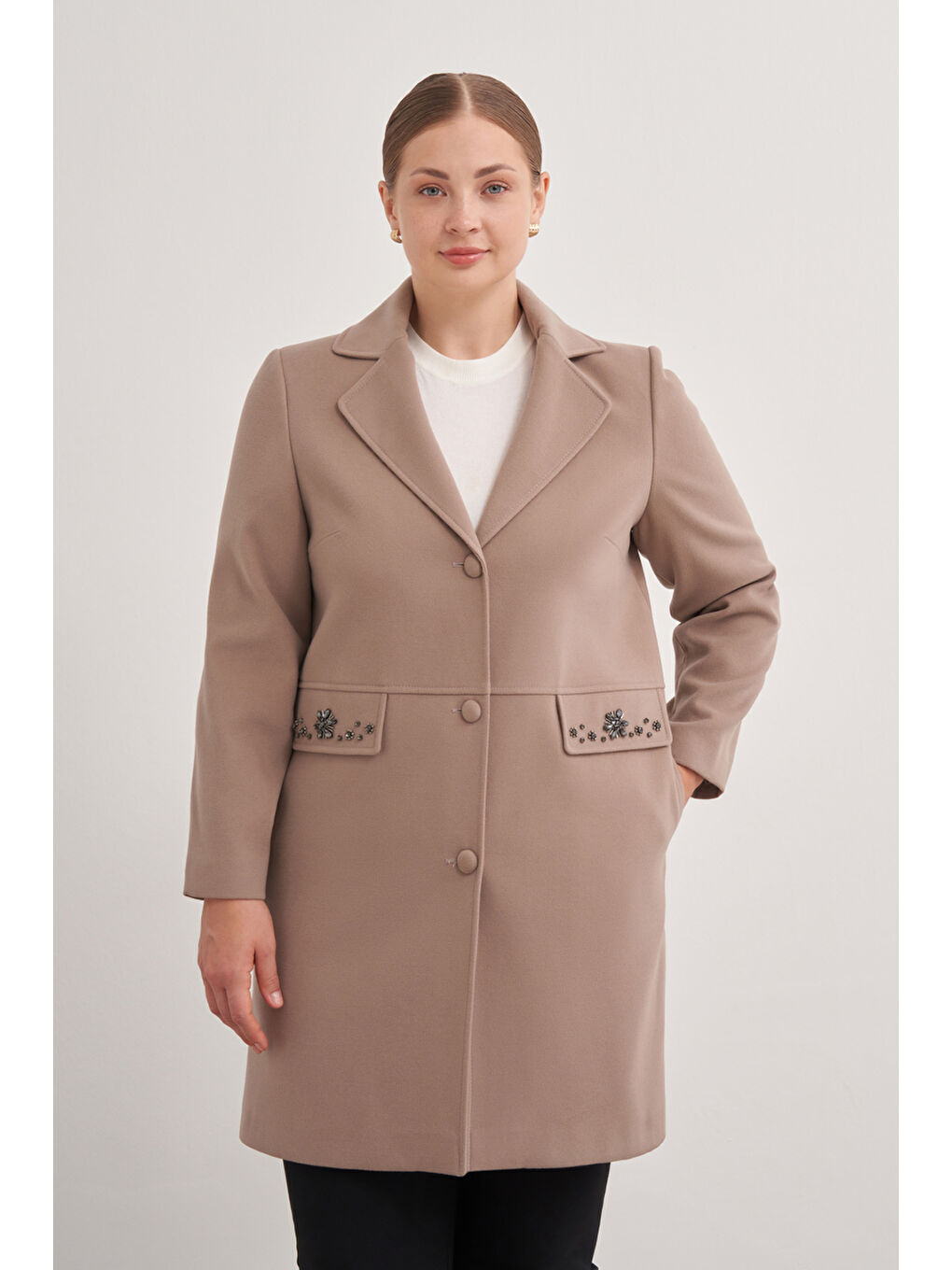 Bej 8583112 Günlük Astarlı Kaban-1