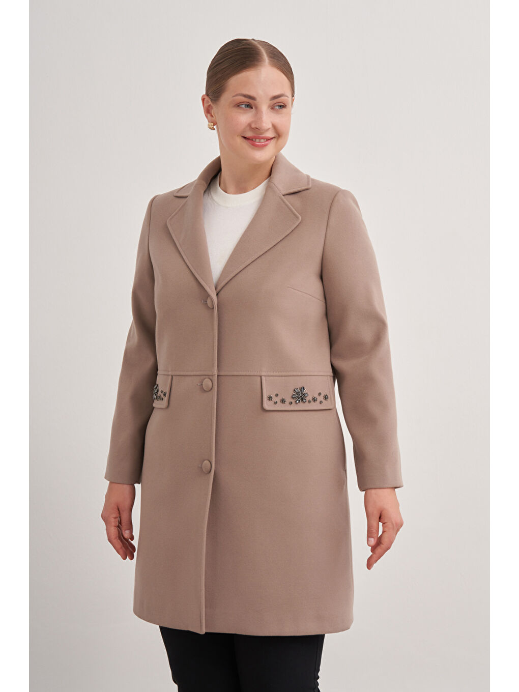 Bej 8583112 Günlük Astarlı Kaban-2