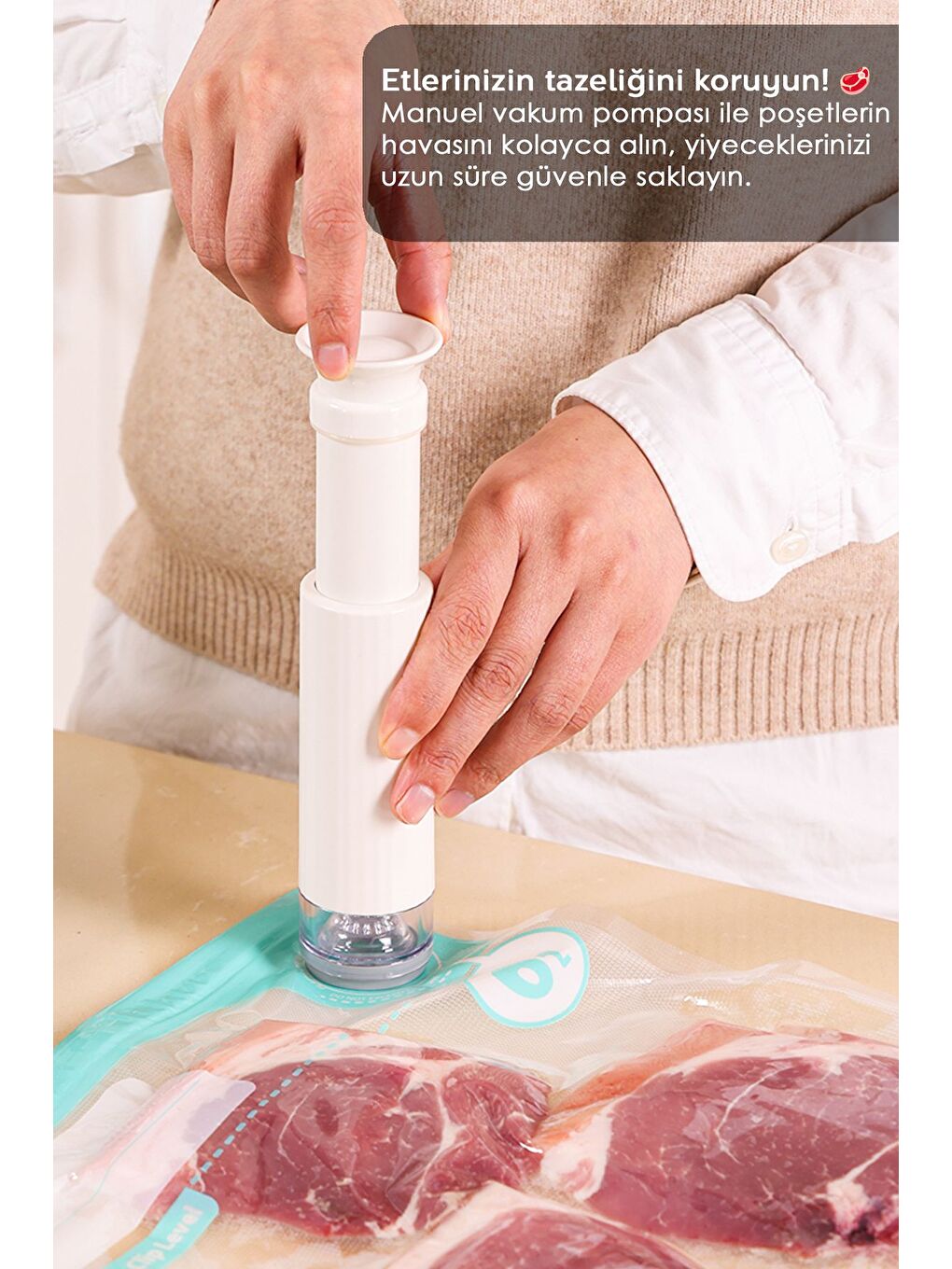 Beyaz 1 Adet Manuel Vakum Pompası-2