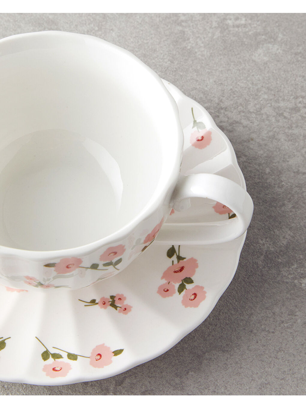 Cordelia New Bone China 4 Parça 2 Kişilik Çay Fincanı Takımı 220 ml Beyaz - Pembe-3