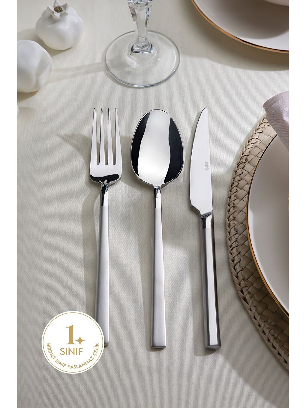 Gri Dalyan Saten 12 Kişilik 72 Parça Kutulu Çatal Kaşık Bıçak Takımı-3