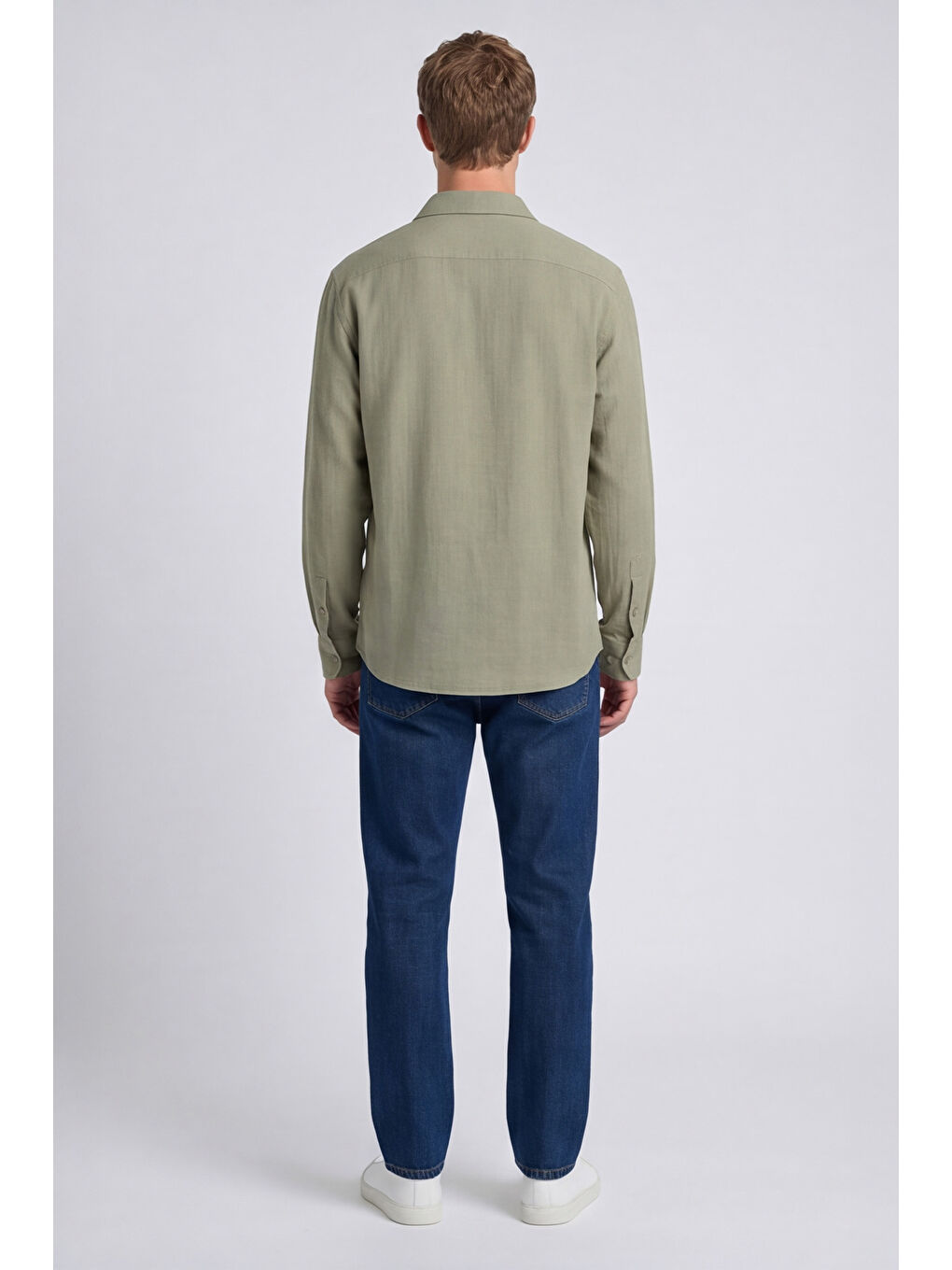 Yeşil Erkek Mint Normal Kesim Regular Fit %100 Pamuk Klasik Yaka Muslin Gömlek-3