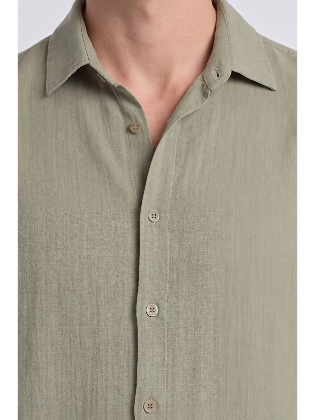 Yeşil Erkek Mint Normal Kesim Regular Fit %100 Pamuk Klasik Yaka Muslin Gömlek-4