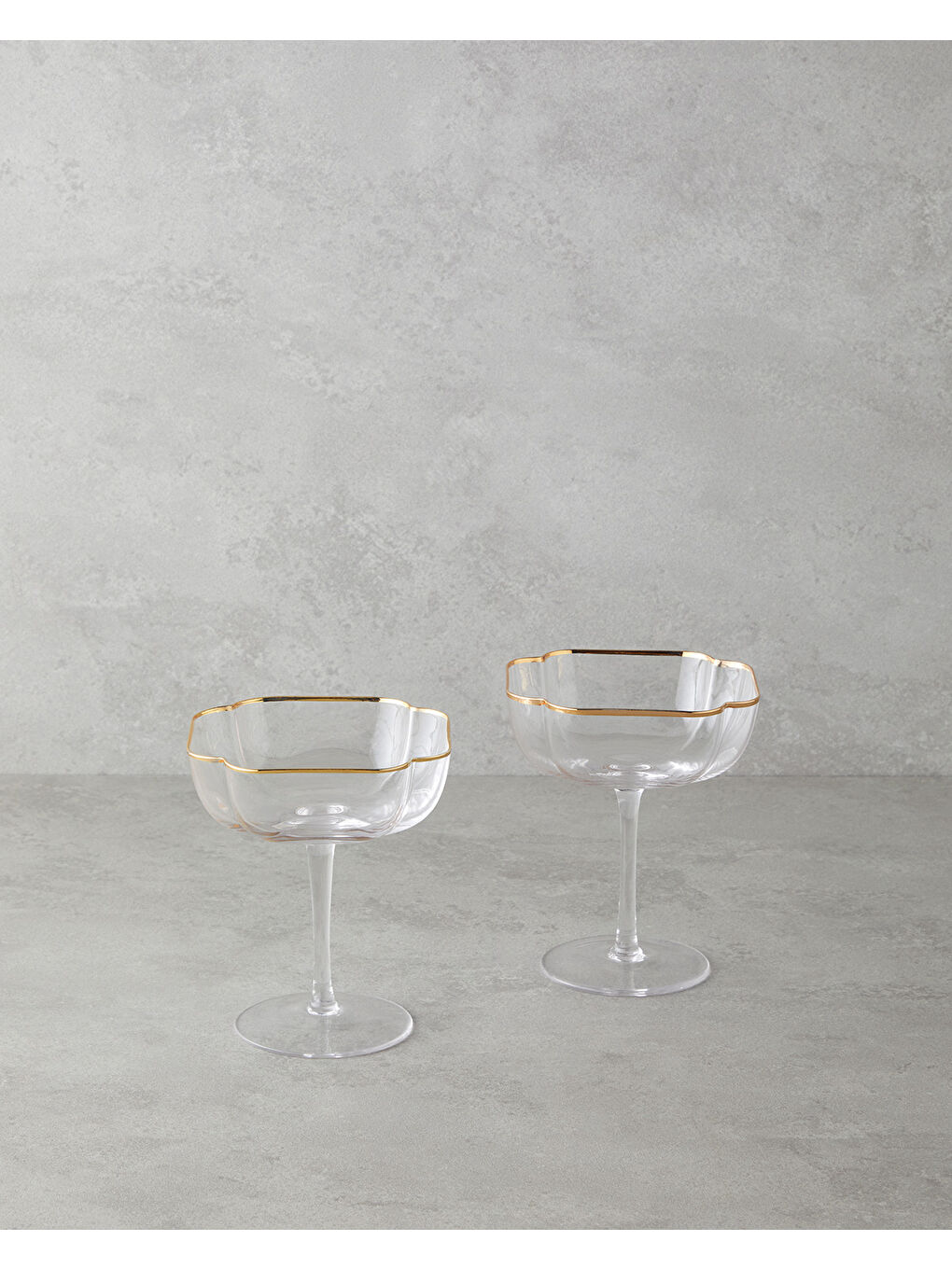 Renksiz Reina Cam El Yapımı 2’li Cup 290 ml Şeffaf-Gold