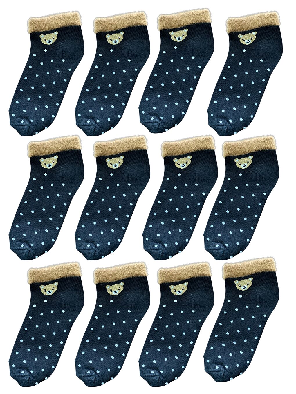 Kahverengi 12'li Kadın Desenli Yumoş Kaliteli Patik Çorap