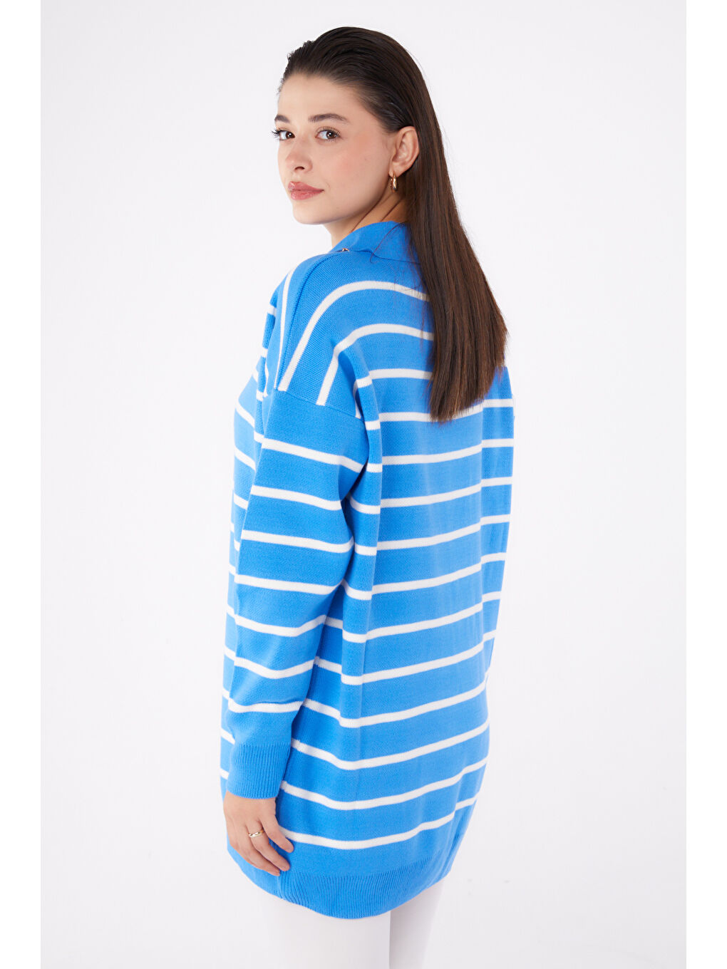 Kolyeli Triko Tunik Mavi - 26422-4