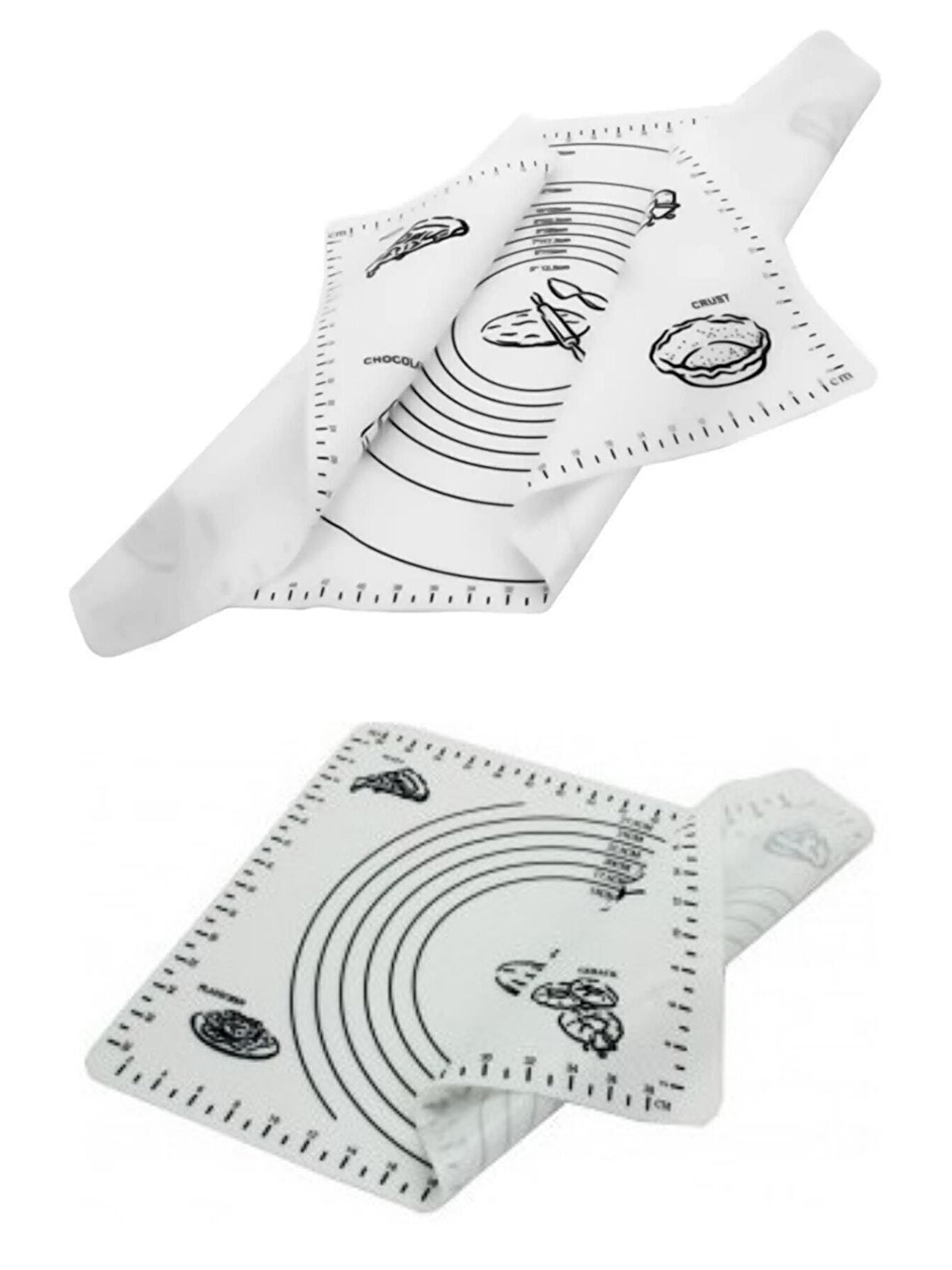 2 Li Set Beyaz 45x65 Cm Silikon Hamur Açma Matı - Siyah Merdane 42 Cm- Pratik Hamur Açma Seti-3