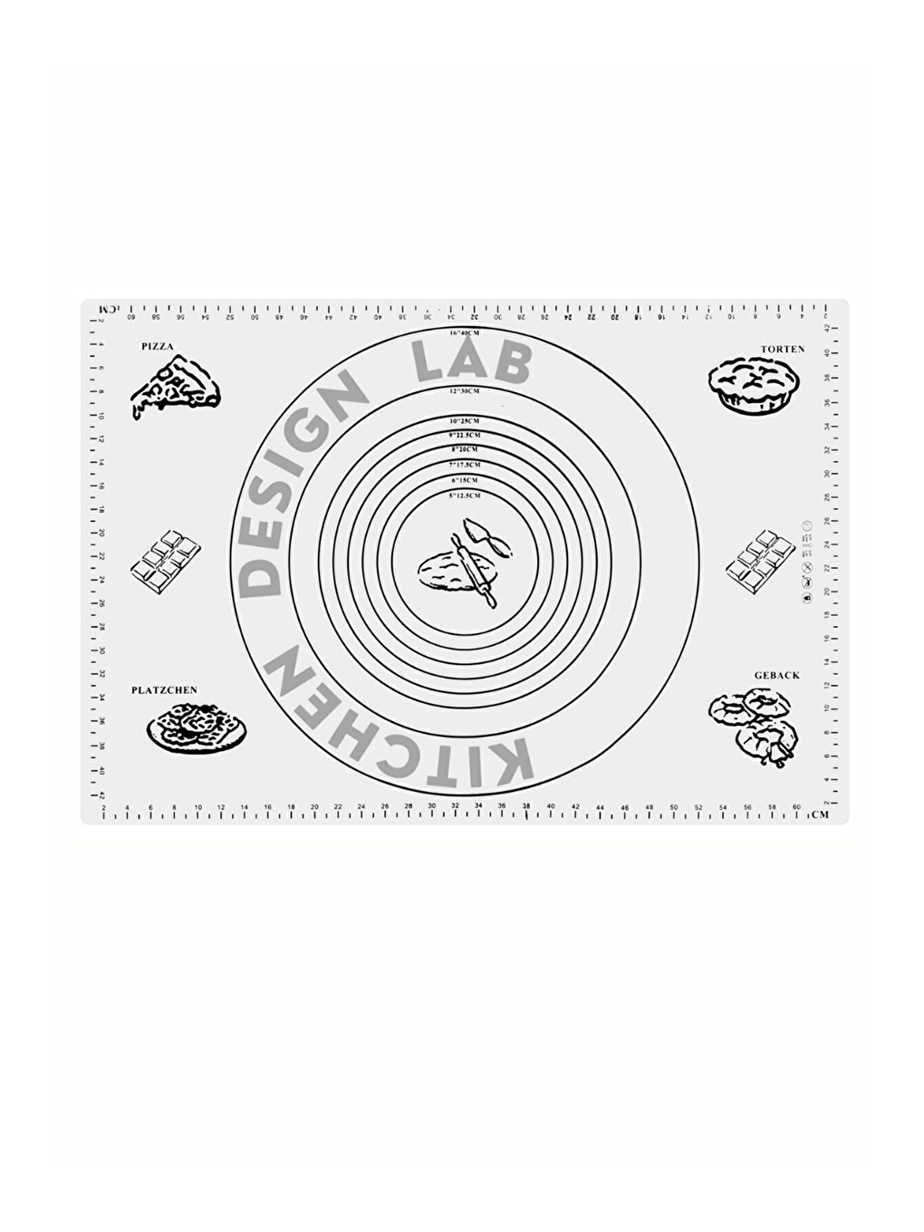 Beyaz 45x65 Cm Silikon Hamur Açma Matı Ve Bambu Saplı Silikon Merdane-1