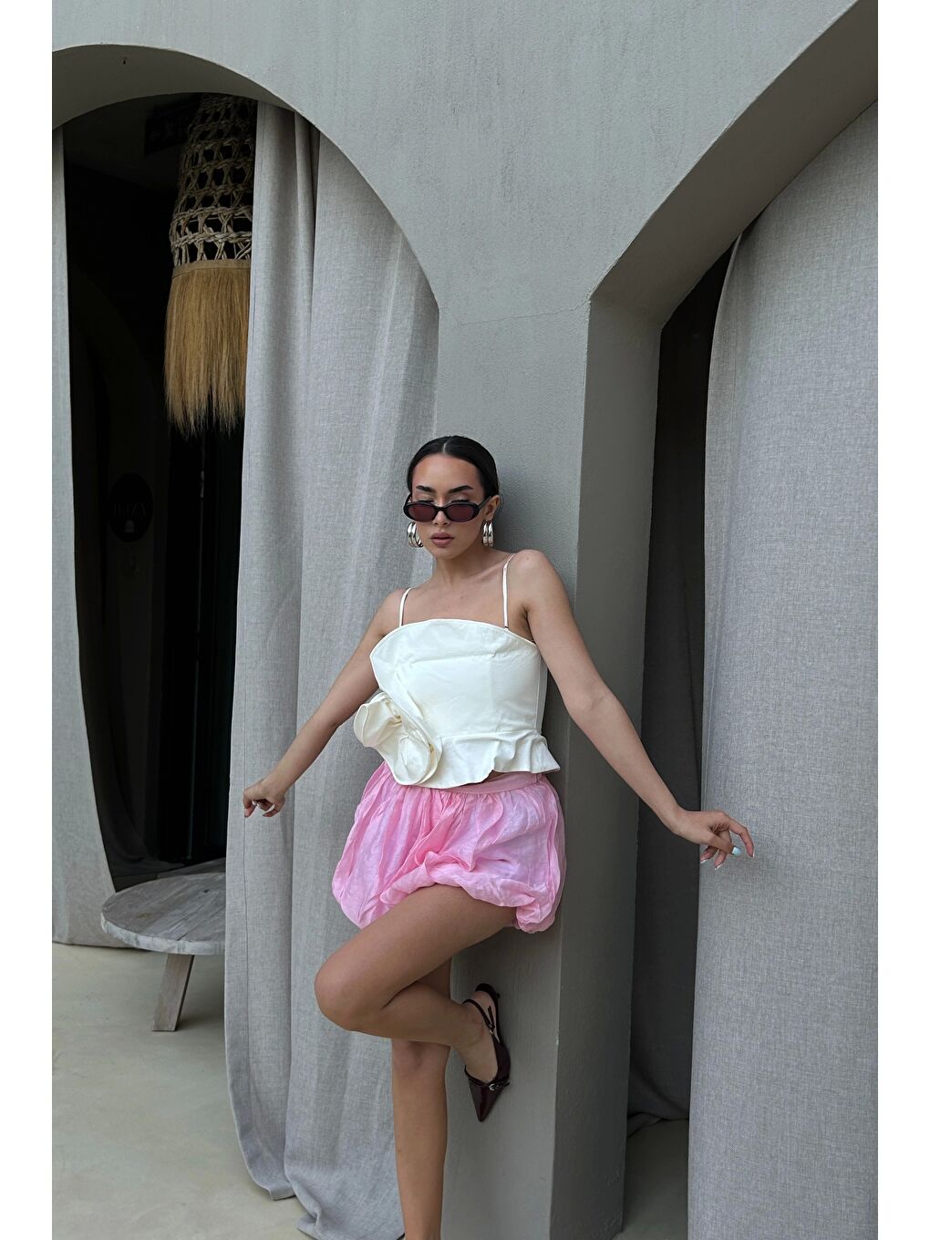 Kadın Pembe Balon Etek 1017-4139-3