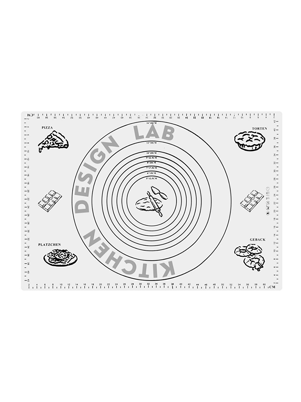 2'li Set Beyaz 45x65 Cm Silikon Hamur Açma Matı Ve Siyah Merdane 42 Cm-3