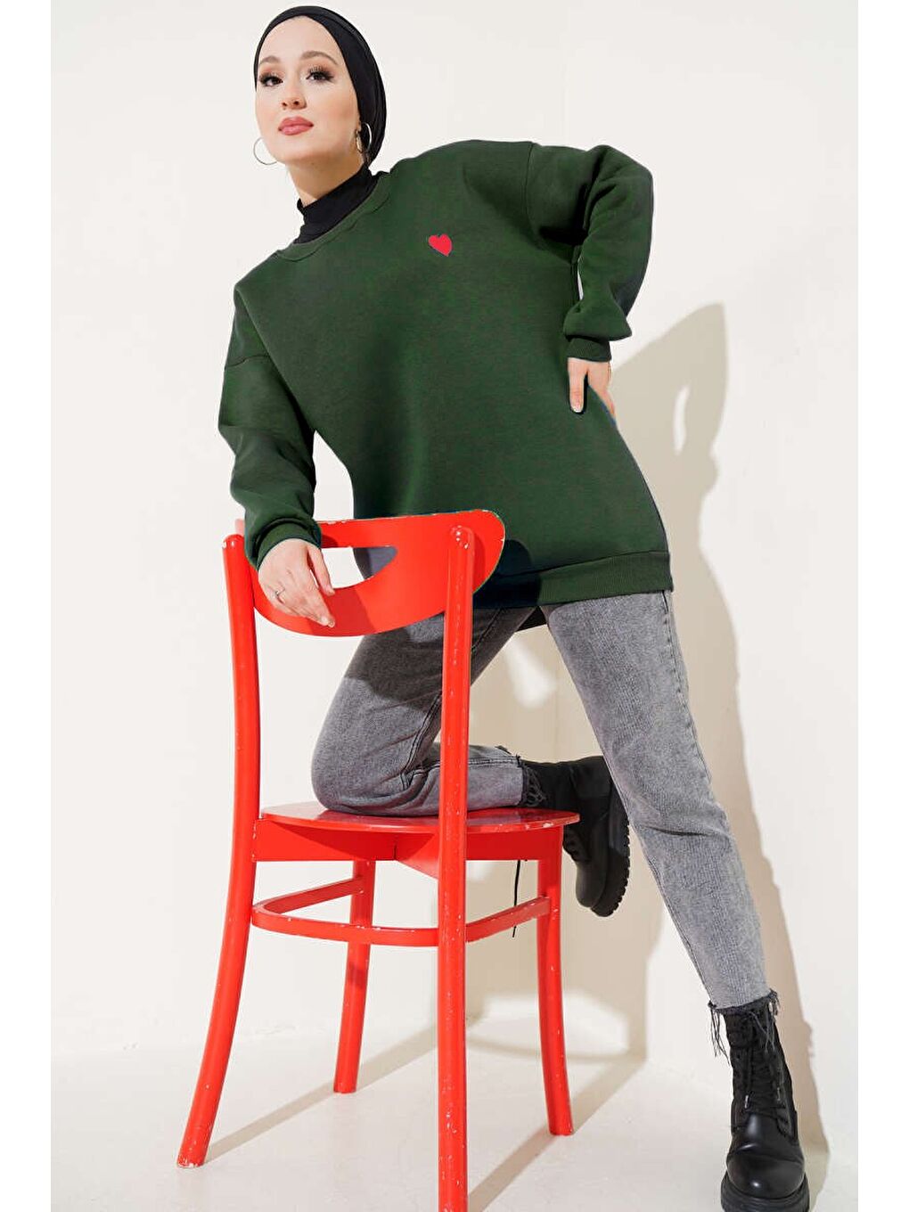 Yeşil Kalpli Tunik Yesil - 26660-1