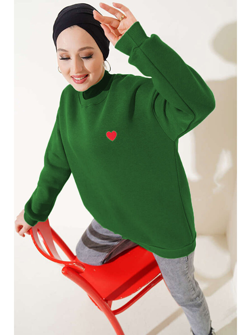 Yeşil Kalpli Tunik Yesil - 26660-2