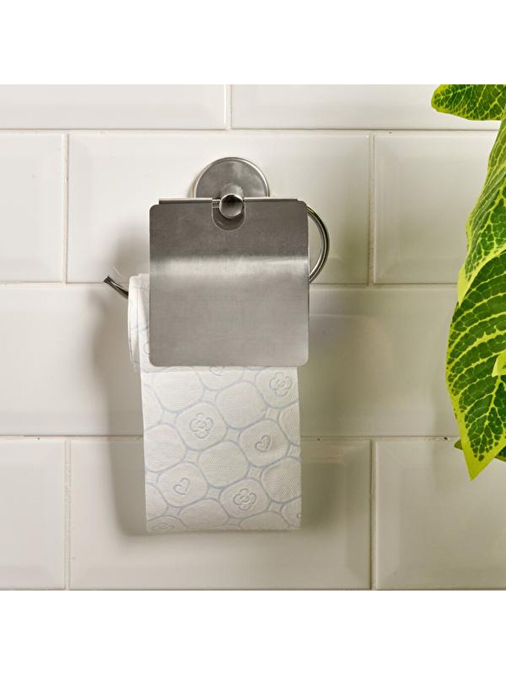 Gri Geniş Kapaklı Kağıtlık - Krom - 13x5x12,3 cm