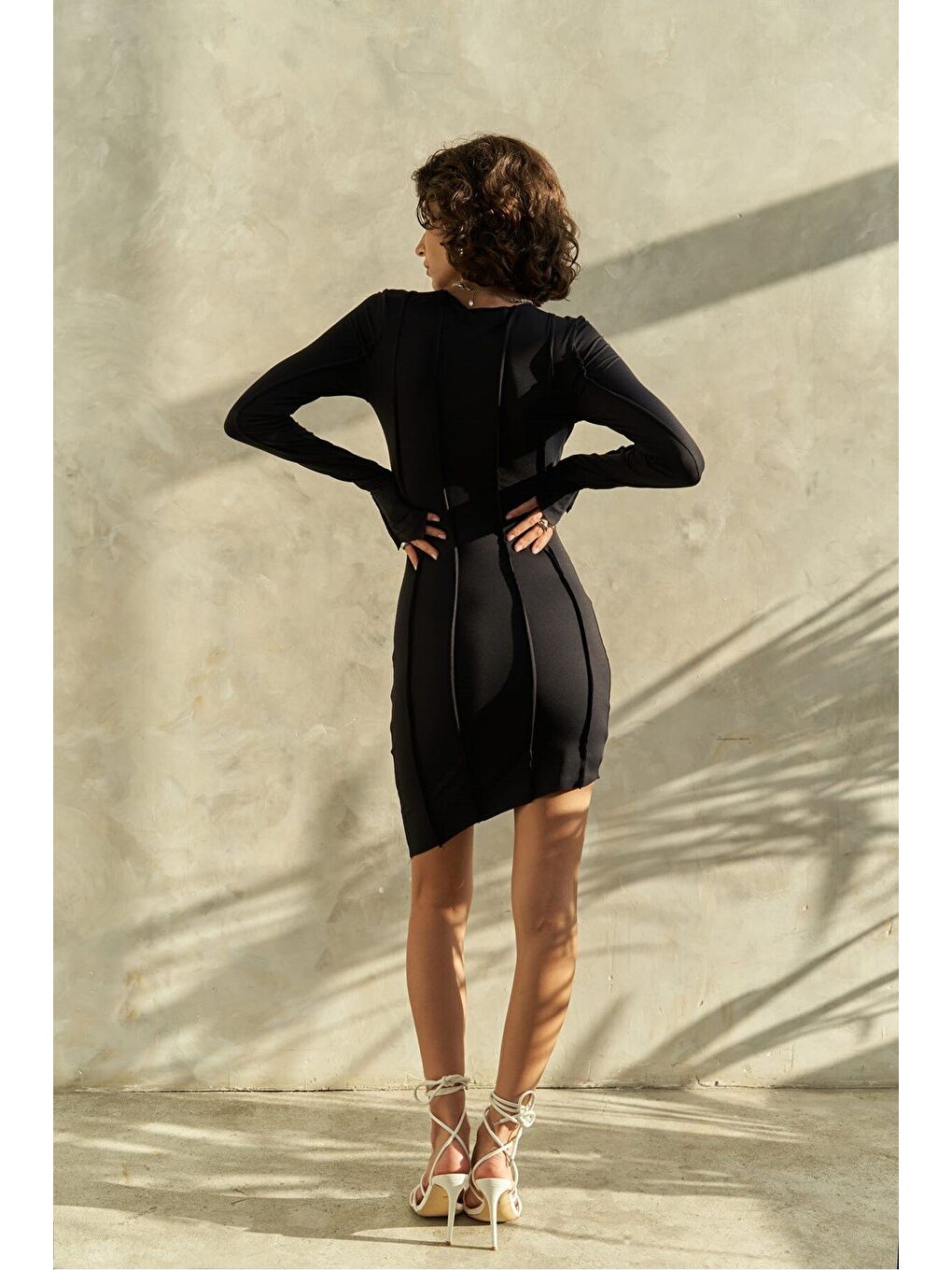 Lucy Çapraz Detay Siyah Mini Elbise-2