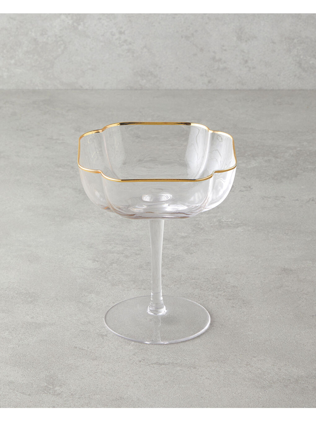 Renksiz Reina Cam El Yapımı 2’li Cup 290 ml Şeffaf-Gold-1