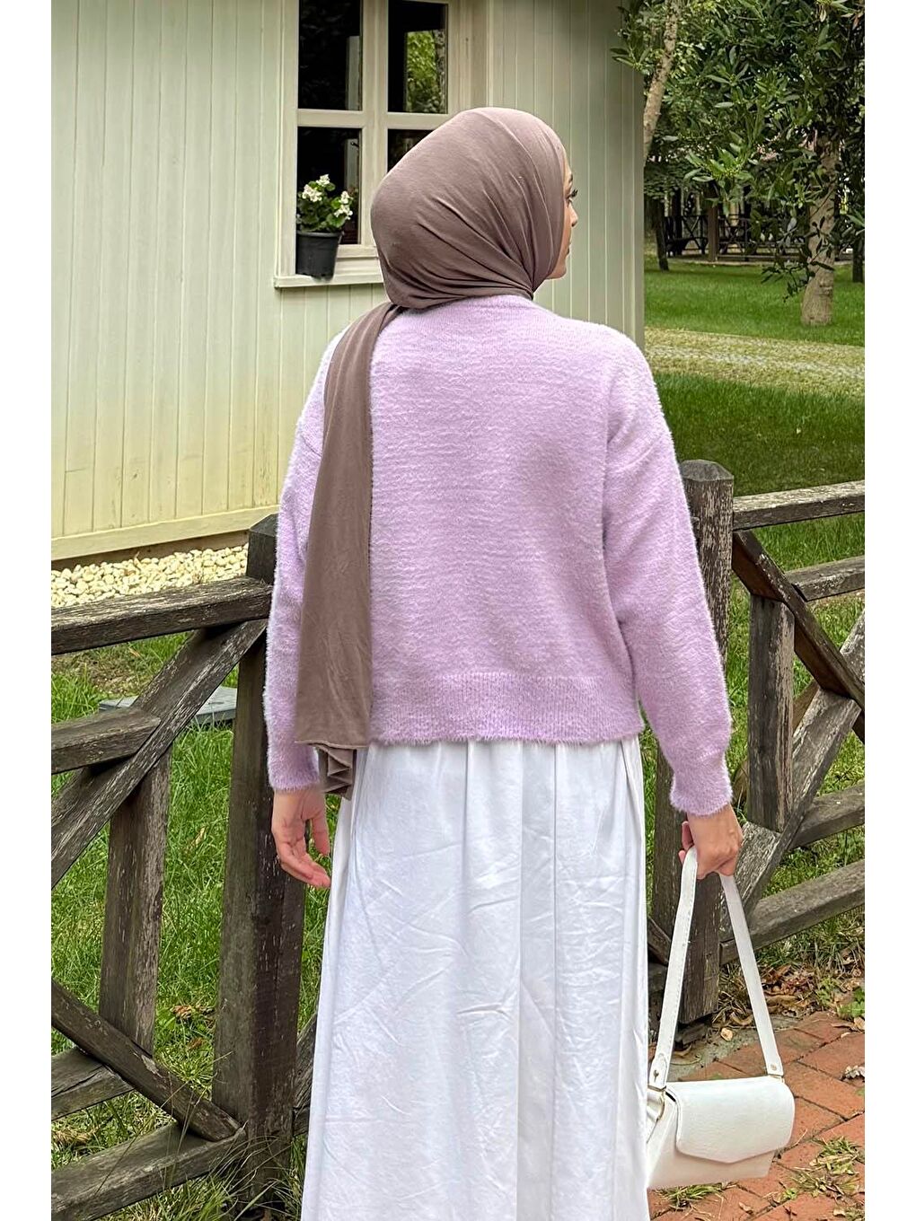 Sakallı Basic Hırka Lila-3